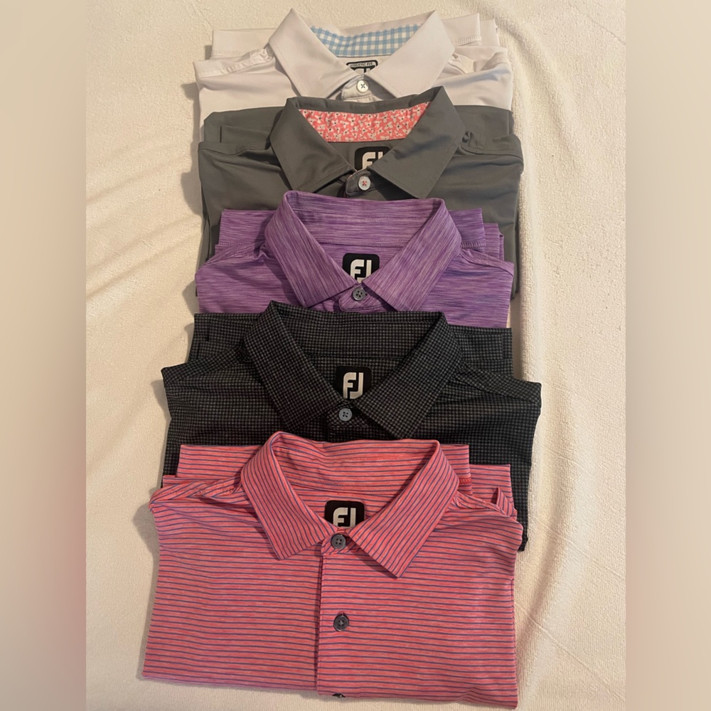 FootJoy Men's Casual Button Down Shirts - Pink, Black, Purple, Gray, White